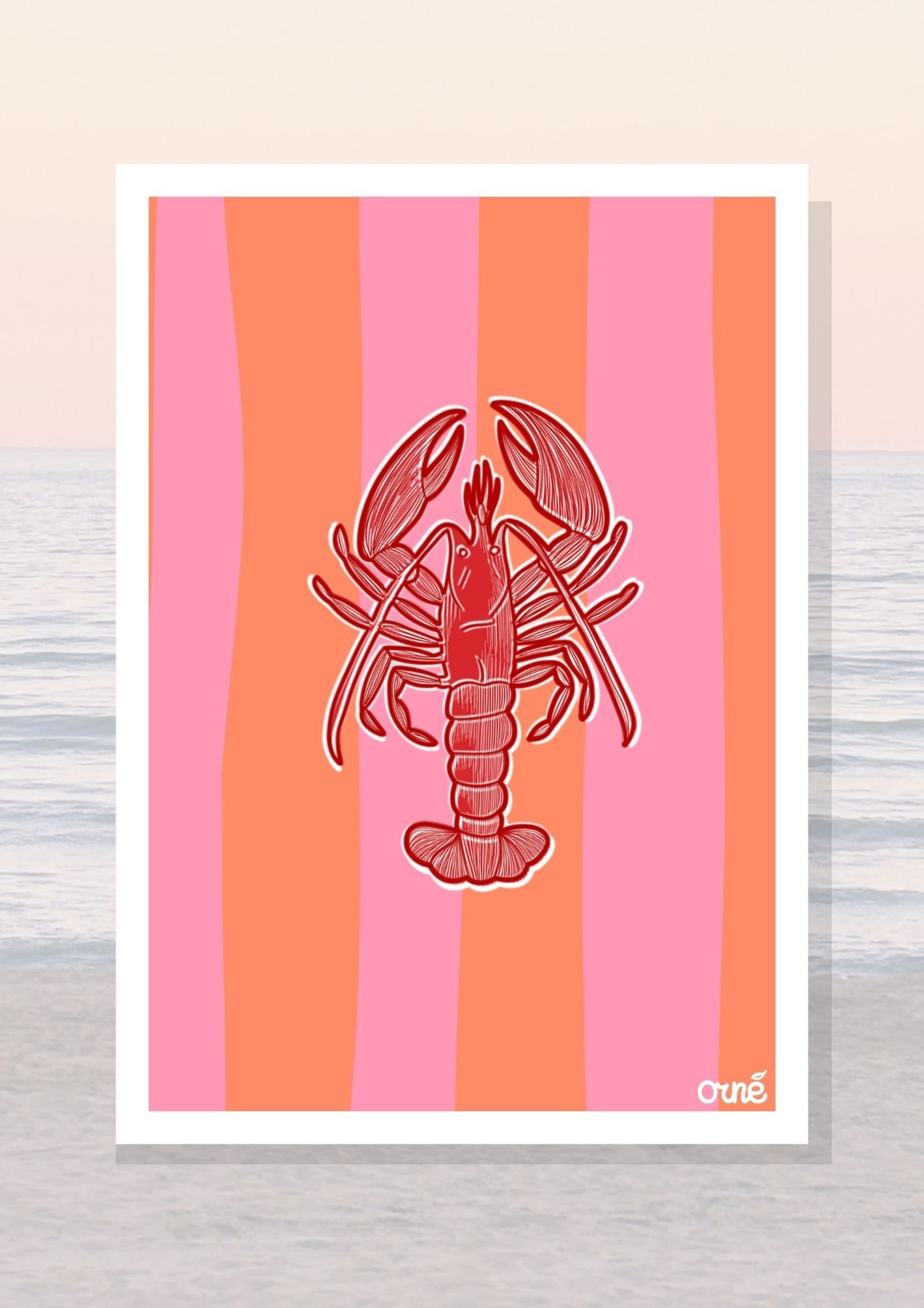 Affiche A3 illustrée - HOMARD, format compact pour décoration murale